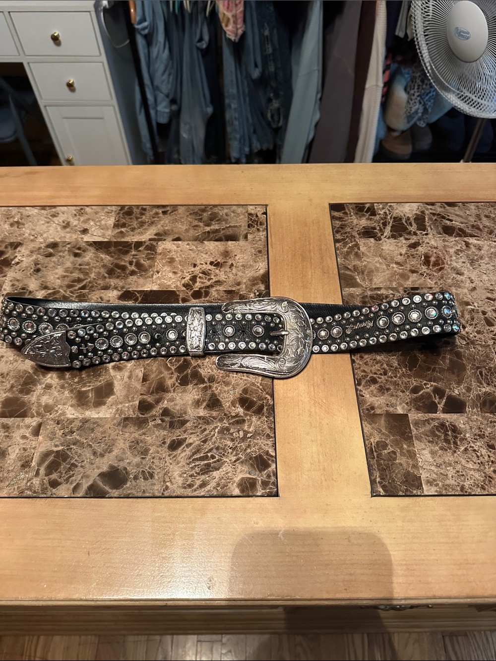 Kippys Black Studded Western Belt with Silver Buckle